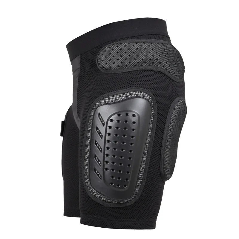 Black cycling hip protection pants with padded construction for sports safety