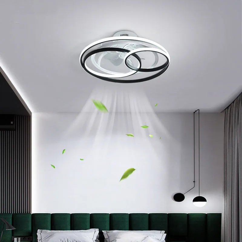 Black or gold ceiling fan light with 48cm metal blades and an acrylic lampshade