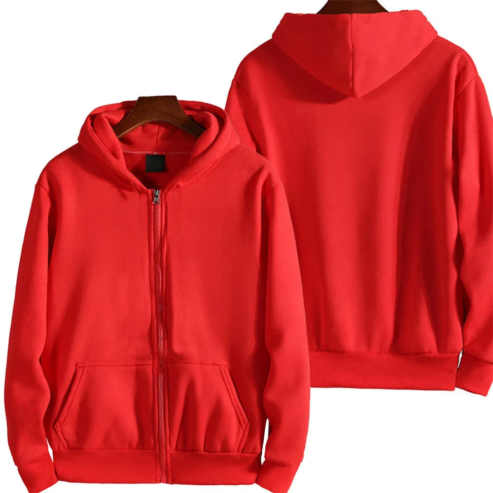 British loose sports American zipper jacket for men in solid colours with cardigan style and no padding design
