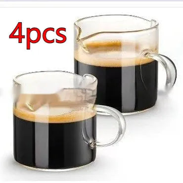 White transparent double mouth glass coffee cup minimalist design