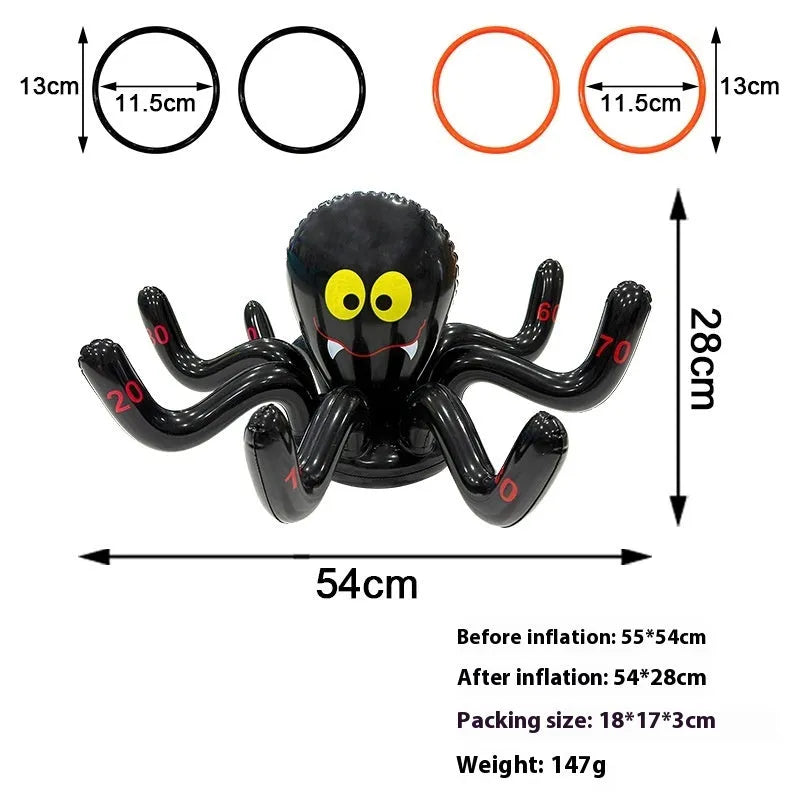 Inflatable octopus ferrule throwing toy in multiple Halloween colour variations