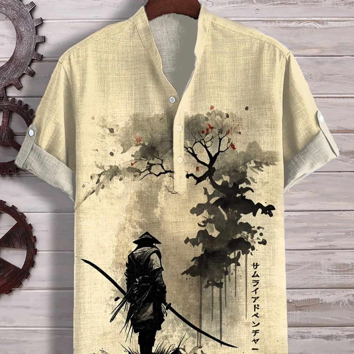 Short sleeve shirt with a vibrant 3D digital animal print pattern on polyester fabric.