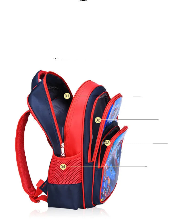 Cartoon print children's school backpack in blue colour with pencil case included
