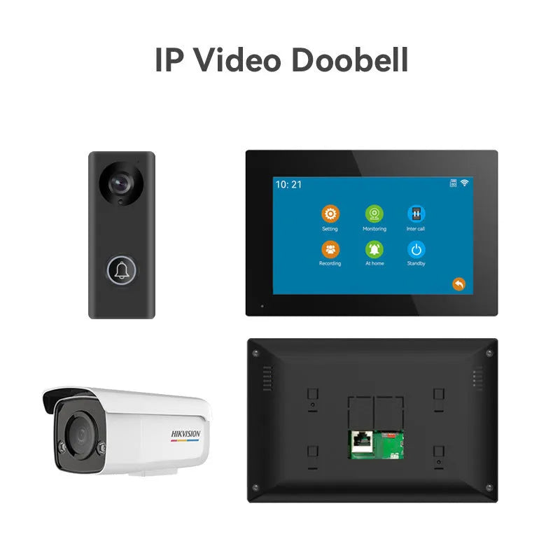 10-inch video intercom doorbell system with HD camera and ethernet connection for home security