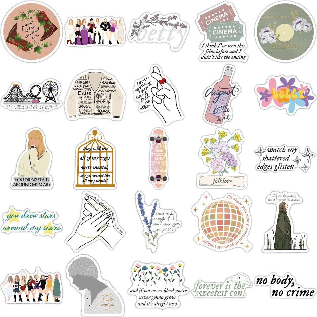 50 waterproof adhesive stickers with graffiti cartoon design for luggage and notebooks
