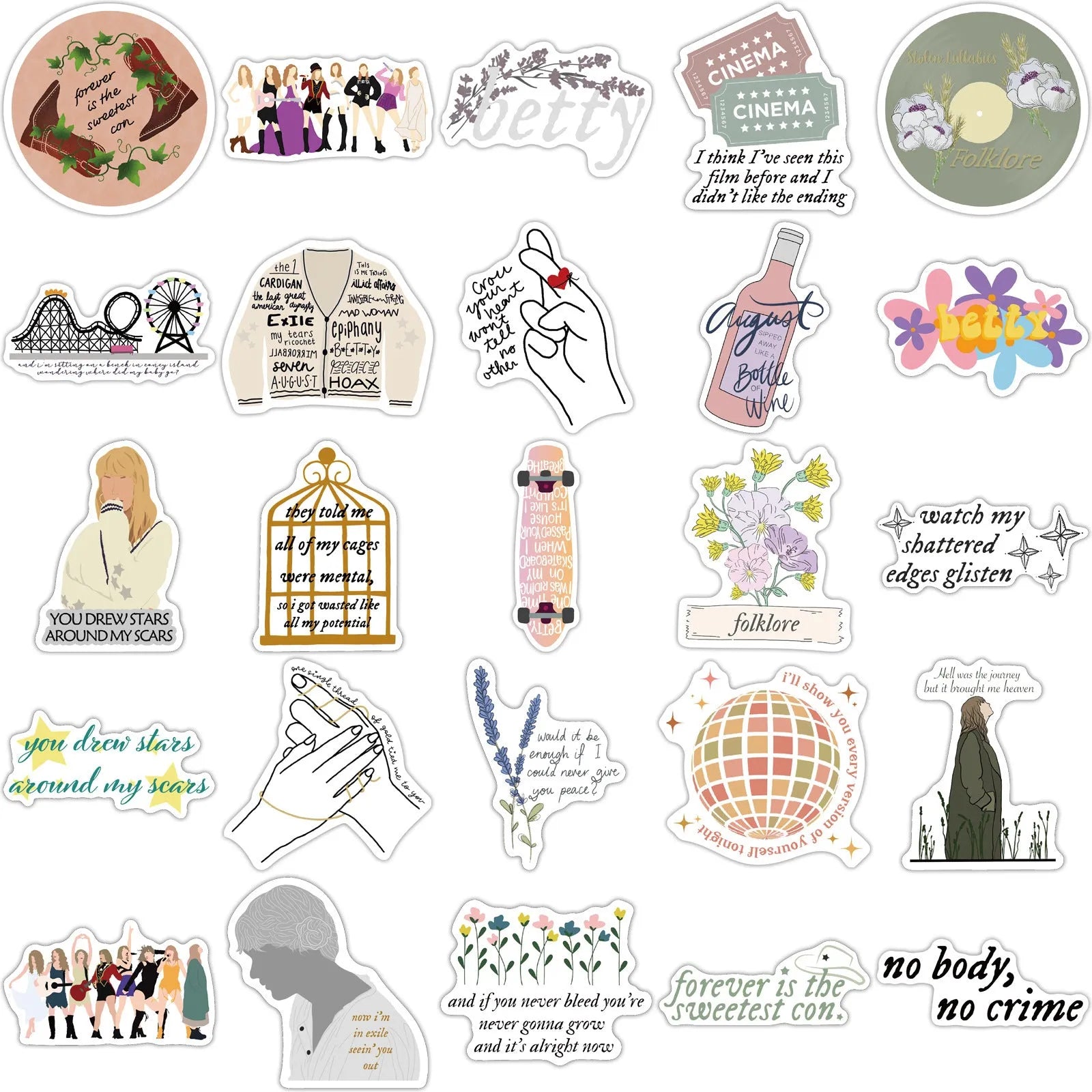 50 waterproof adhesive stickers with graffiti cartoon design for luggage and notebooks