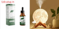 Lunar humidifier night light with wood set finish, 13cm diameter sphere