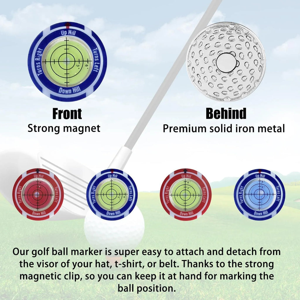 Golf Level Hat Clip attached to golf hat brim showing green distance measurement display