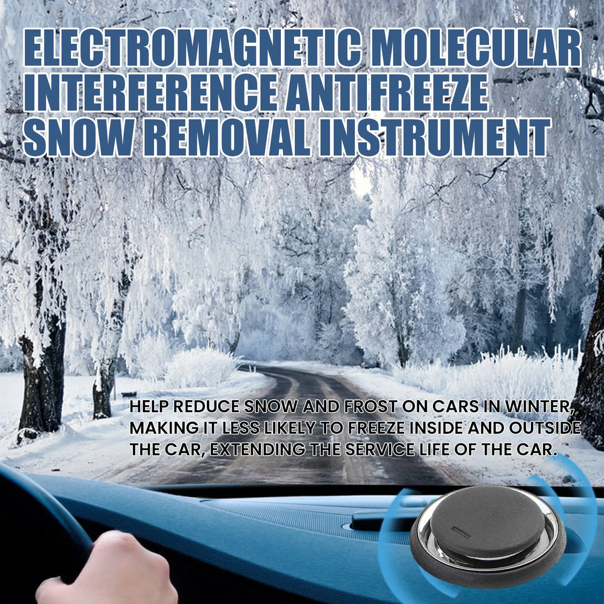Compact black portable car de-icer snow melter tool for windscreens.