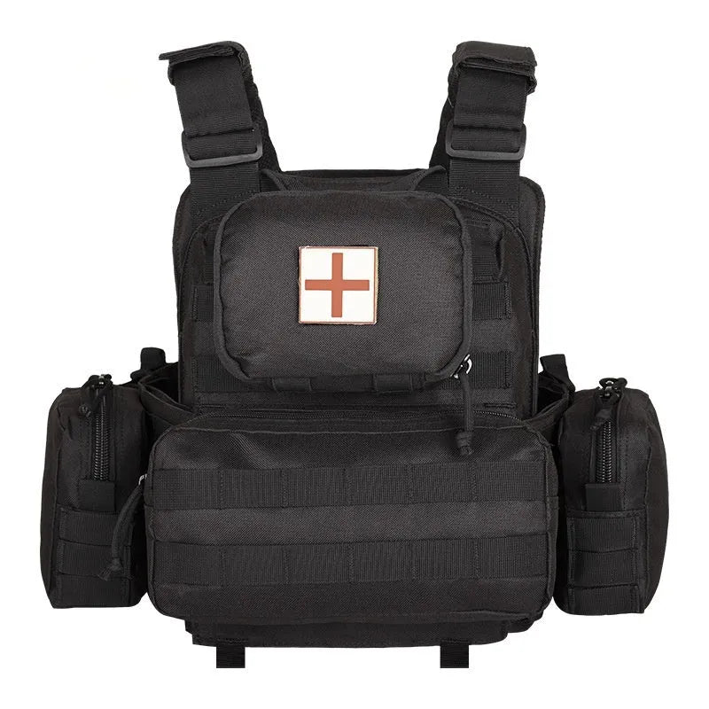 Men's camouflage tactical vest in polyester fabric for outdoor training and shooting sports
