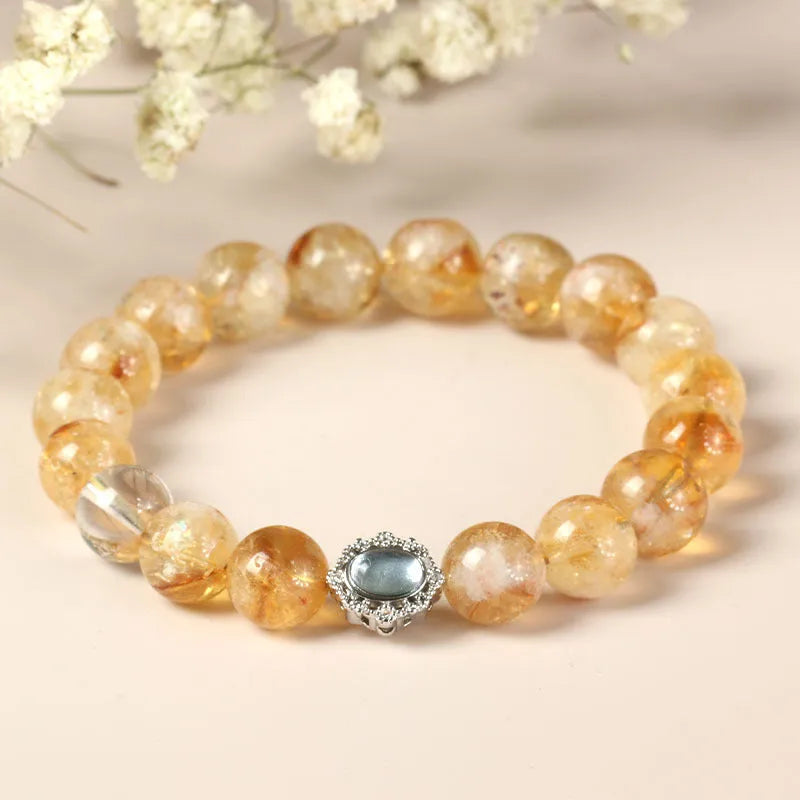 Geometric citrine crystal bracelet with 10mm stone and grinding finish
