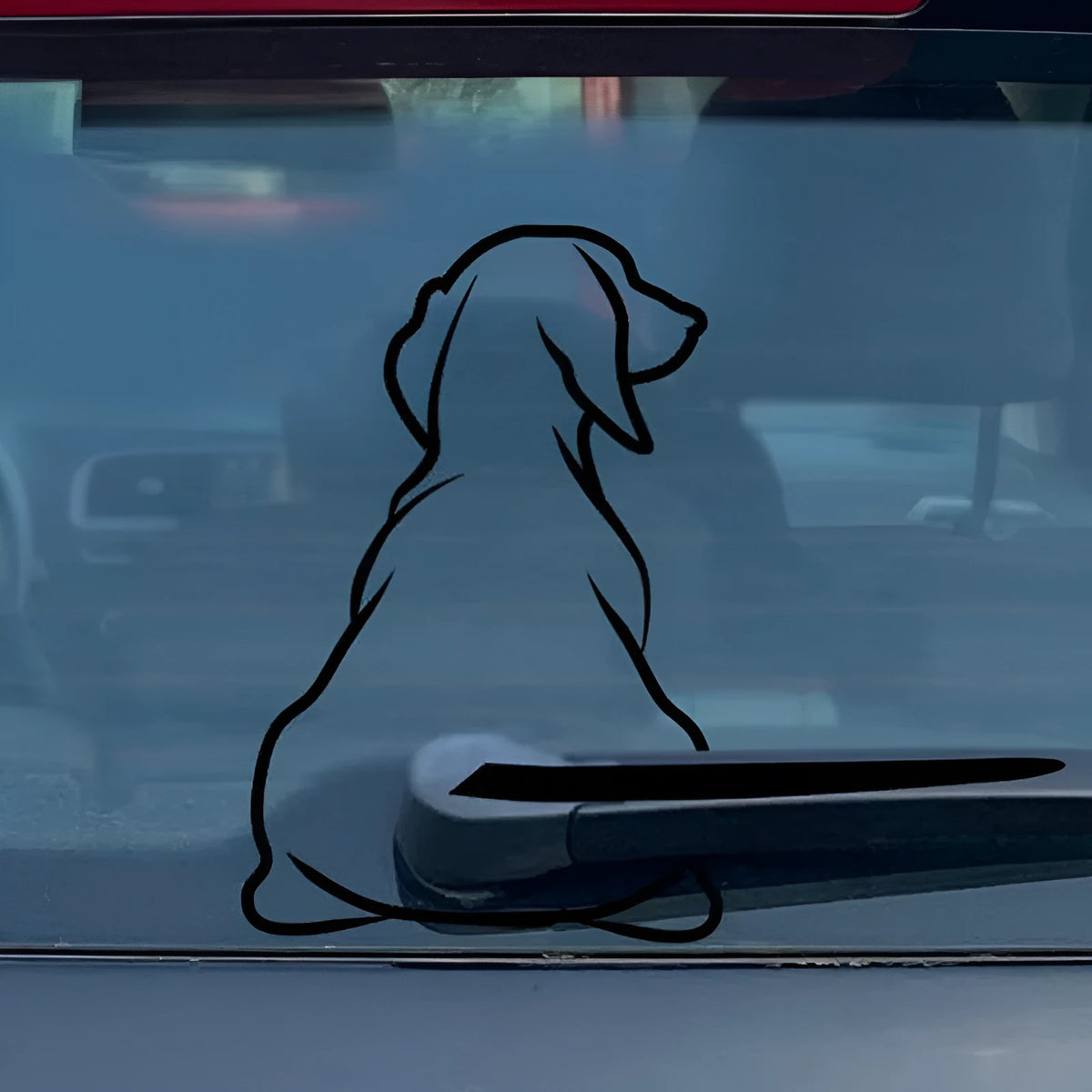 Cartoon dog rear window wiper sticker for car decoration in black and white options