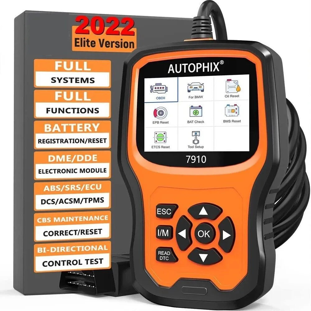 Autophix 7910 BMW diagnostic scanner tool with OBD2 connector for vehicle diagnostics