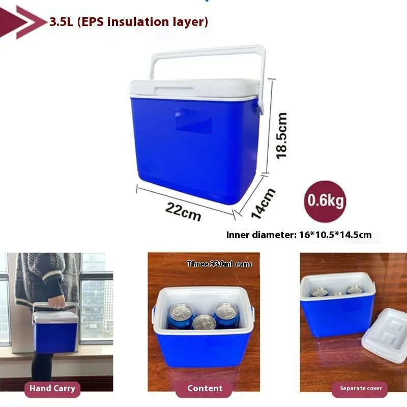 Blue aluminium foil portable insulated cooler box with multiple capacity size options