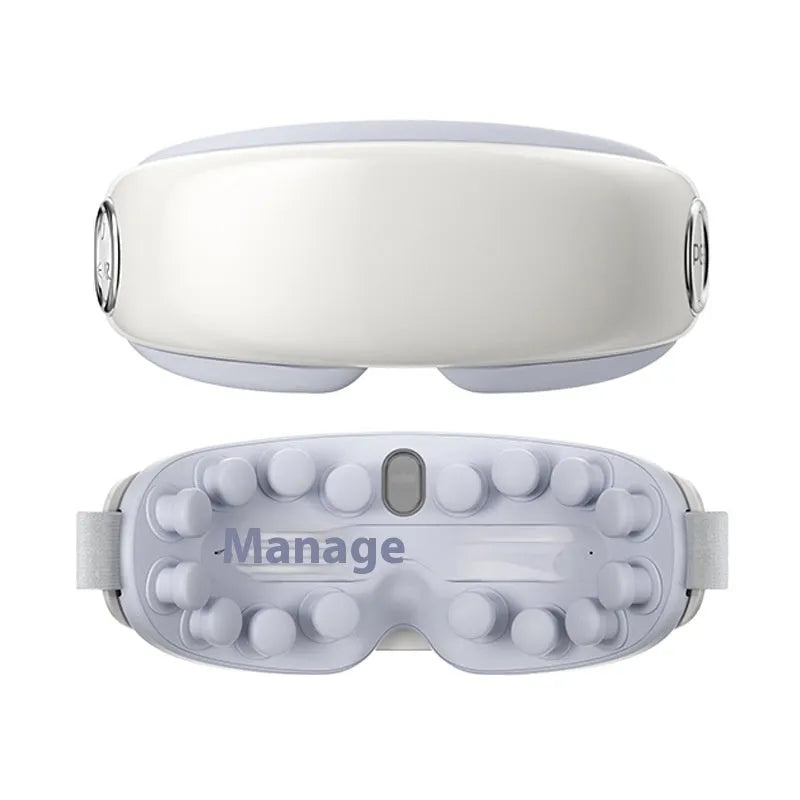 Purplish grey Bluetooth steam eye massager with hot compress function on a plain background