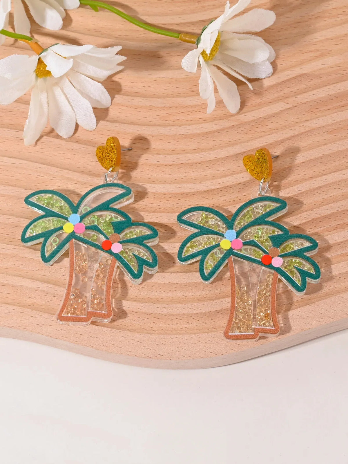 Acrylic women's earrings with fruit, cake, and ice cream designs in pastoral style.