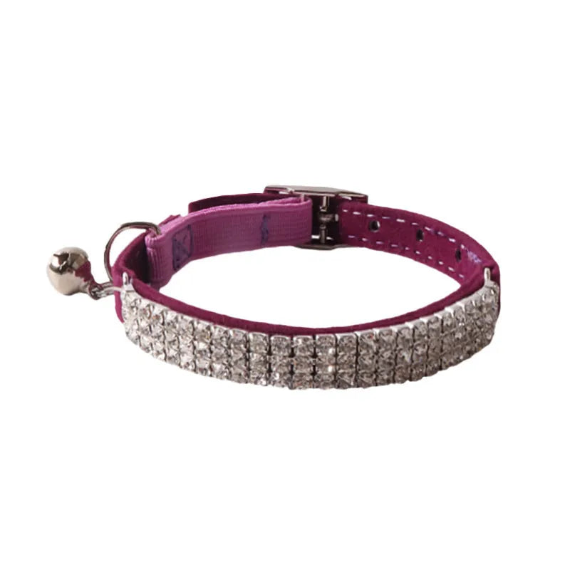 Elastic buckle gang drill pattern cat collar in six colour options including pink and dark brown