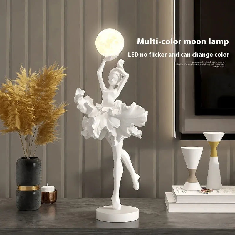 Art Girl atmosphere night lamp in resin with USB charging, showing colour options
