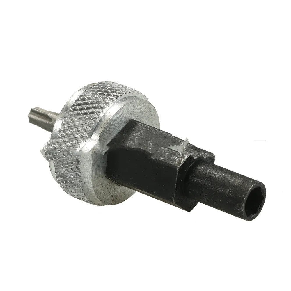 Ignition module clamping wrench tool made of carbon steel with knurled aluminium knobs on the handle.
