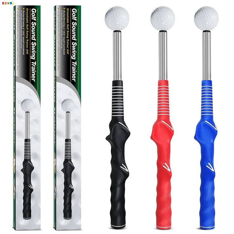 Telescopic golf swing simulator trainer in stainless steel construction