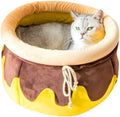 Honey pot shaped cat sofa bed in pink with removable padded interior
