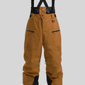 Men's black waterproof ski pants with a thickened waist strap, made from flame retardant linen fabric.