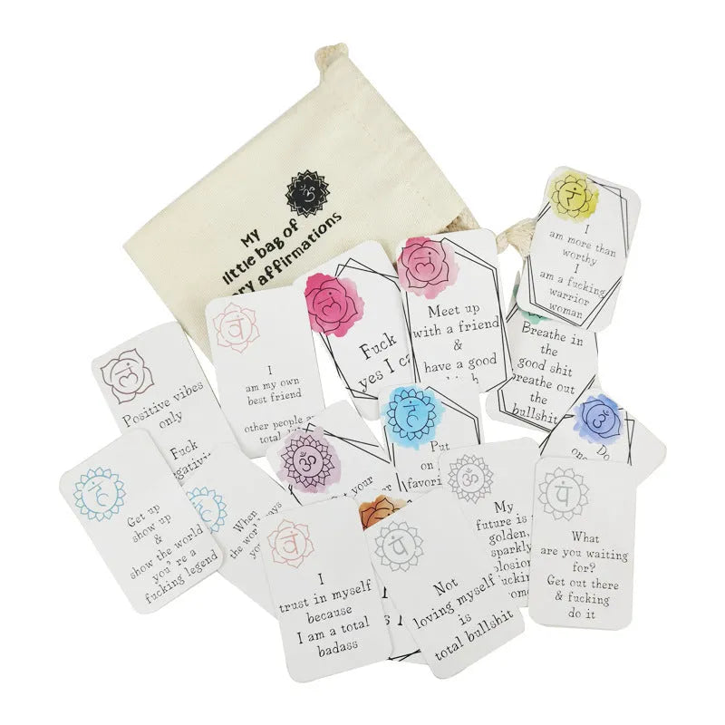 16-piece funny affirmation cards set in soft healing style with colour printing