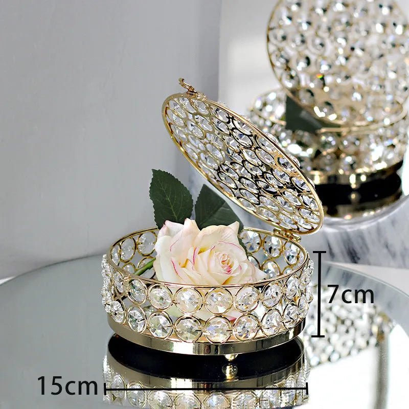 European style metal jewelry storage box with French gold finish