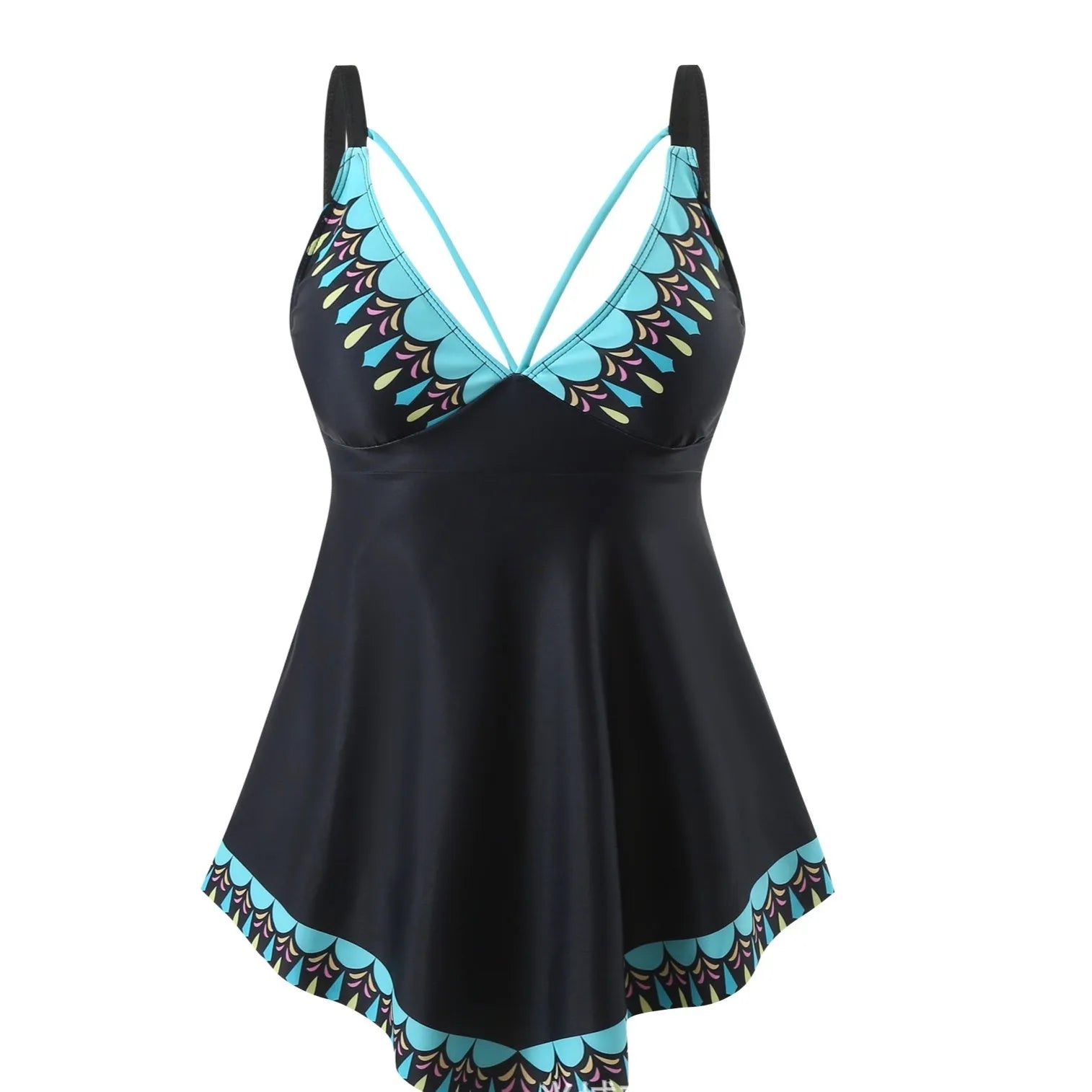 Plus size two-piece swimsuit bikini set in quick-drying polyester fabric