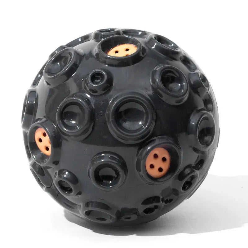 Colourful rubber dog toy ball with textured surface for aggressive chewers and anxiety relief