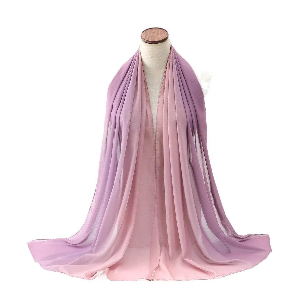 Long lightweight chiffon scarf with bubble towel texture in one of twelve colour options, laid flat.