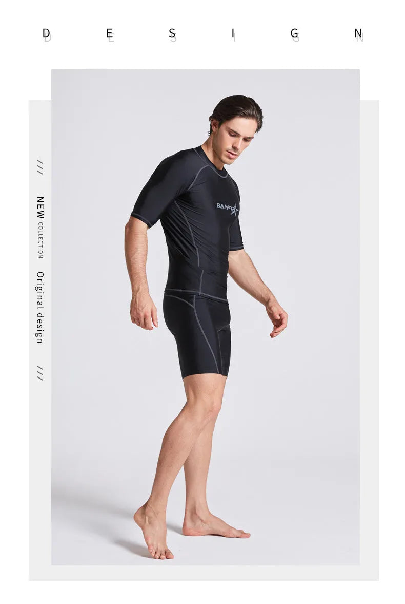 Men's quick-drying half sleeve swimsuit wetsuit for snorkelling and surfing