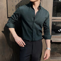 Men's dark striped V-neck long sleeve cardigan shirt in chemical fibre blend fabric