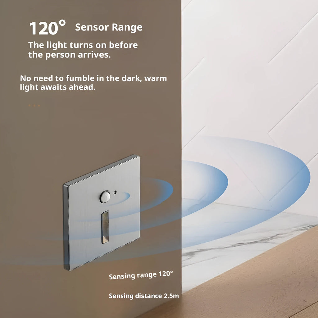 Intelligent human body infrared motion sensor LED light 1.5W 220V with PVC geometric shade in brushed gold