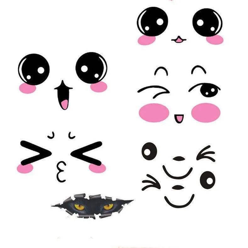Reflective cartoon eye car stickers for rearview mirror decoration on electric vehicles