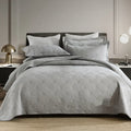 Pure cotton reversible bed cover three-piece set showing double-sided design and plain colour aesthetic