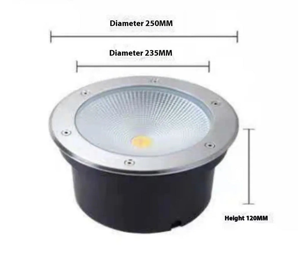 Stainless steel and aluminium IP65 waterproof LED COB underground light for garden pathways.