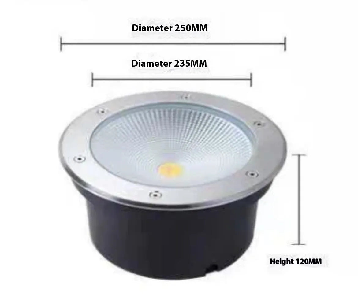Stainless steel and aluminium IP65 waterproof LED COB underground light for garden pathways.