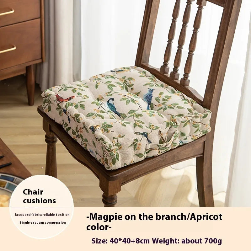 American style dining chair cushion with botanical print measuring 40x40x8cm