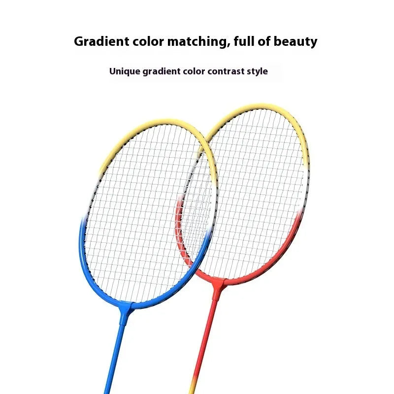 Blue and red alloy ultra-light split badminton racket pair for recreational play
