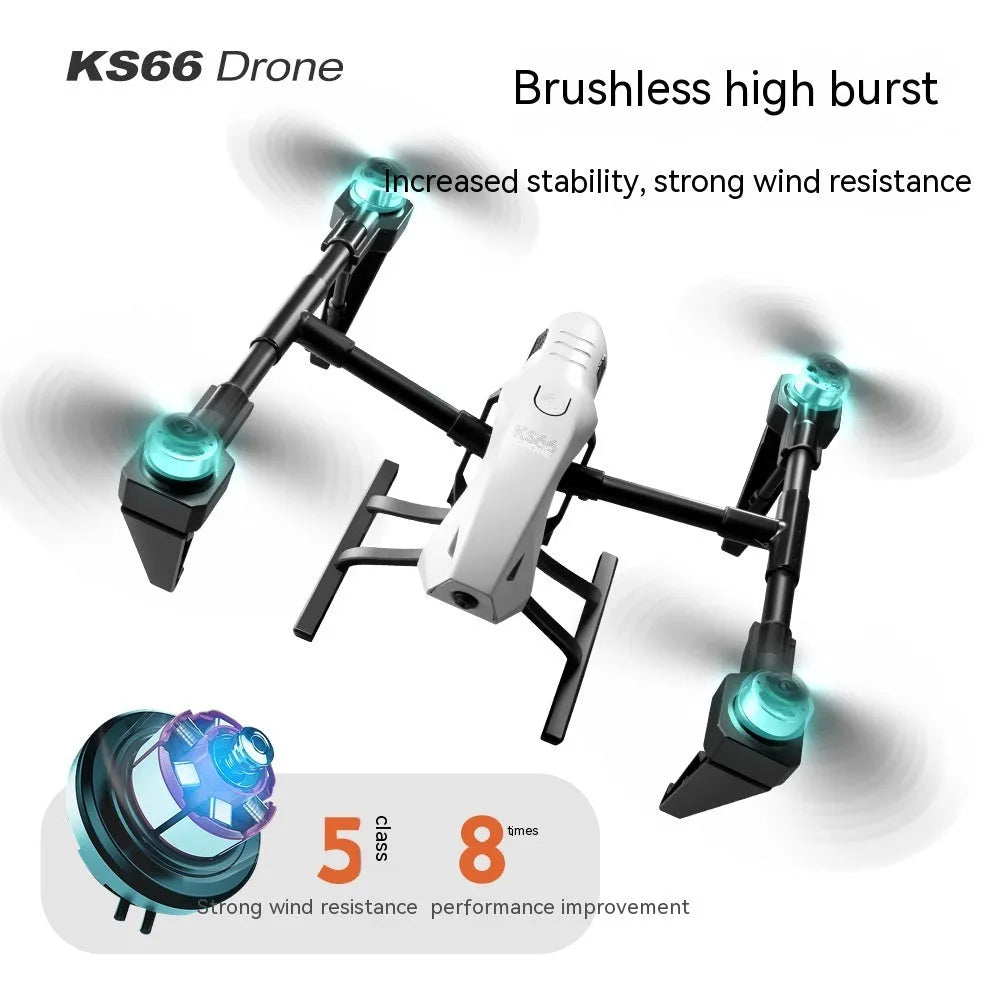 Alloy KS66 UAV drone in white or black with camera, remote control, spare propellers and storage bag