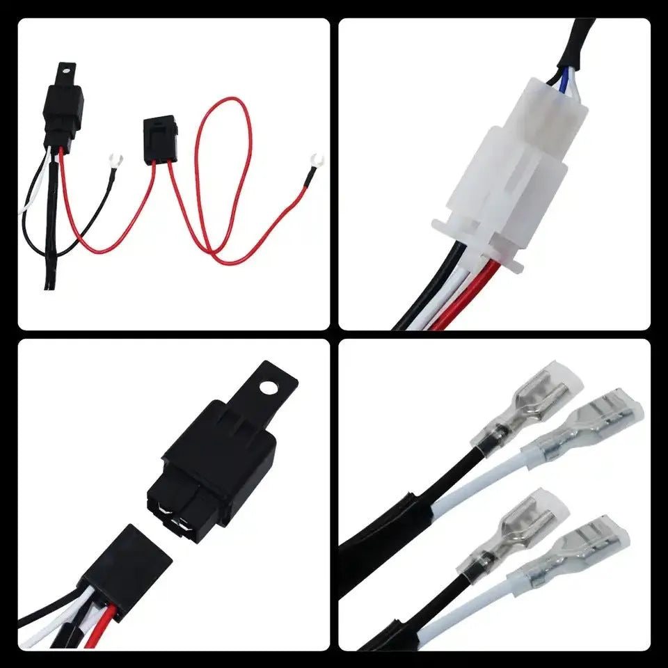 2 metre silicone automotive wiring harness for LED work lights with one-to-two splitter connections