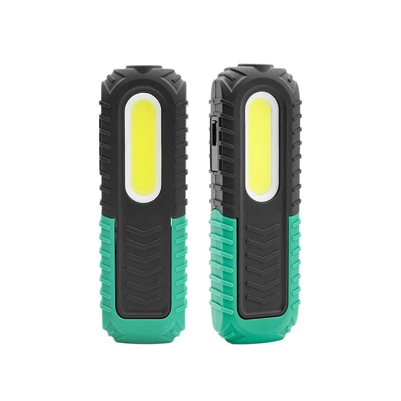 Black and green PET-coated ABS auto repair work light with USB charging cable