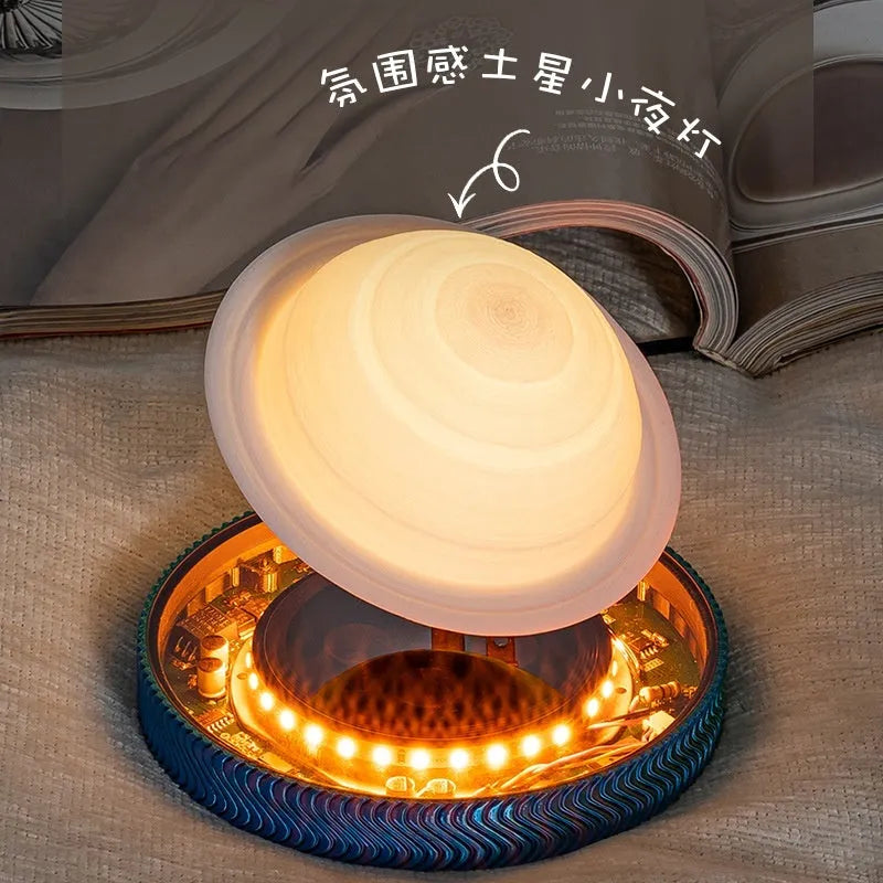 Magnetic suspension moon lamp floating above base with detailed 3D printed lunar surface