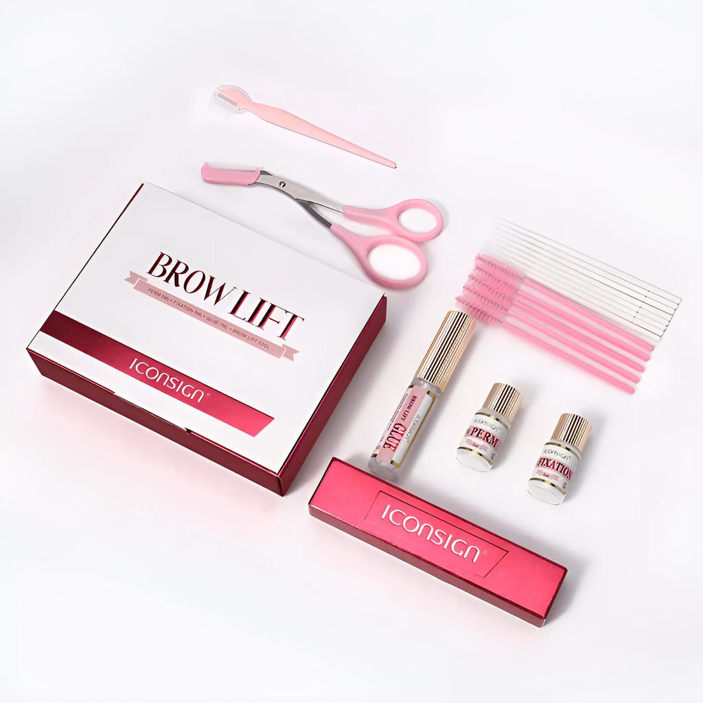 Pink eyebrow perm kit containing one eyebrow scalding suit for fast ironing application