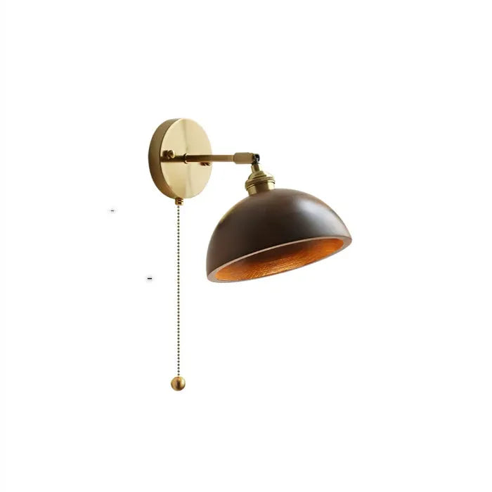 Nordic style bedside wall lamp in walnut or raw wood colour finish with adjustable light tones