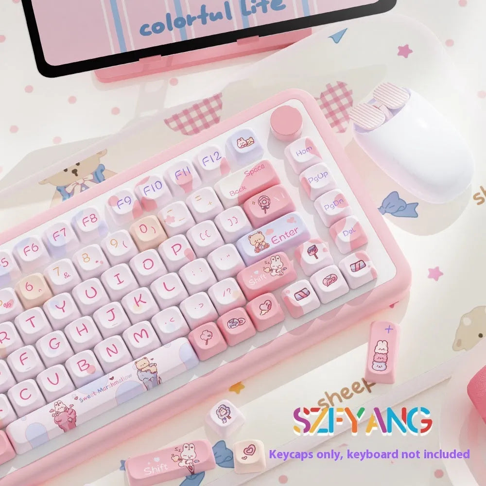 Sweet cotton candy colour mechanical keyboard keycaps XDA profile PBT plastic