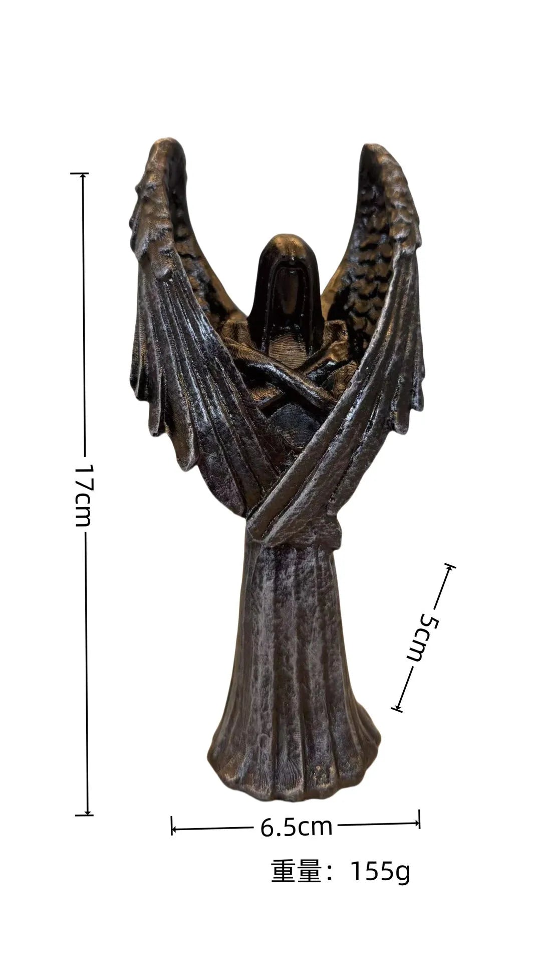 Dark Angel resin statue ornament measuring 6.5×5×17 cm with solid construction