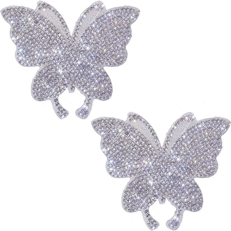 White diamond drill finish car sticker showing butterfly and bear paw design options on glass.