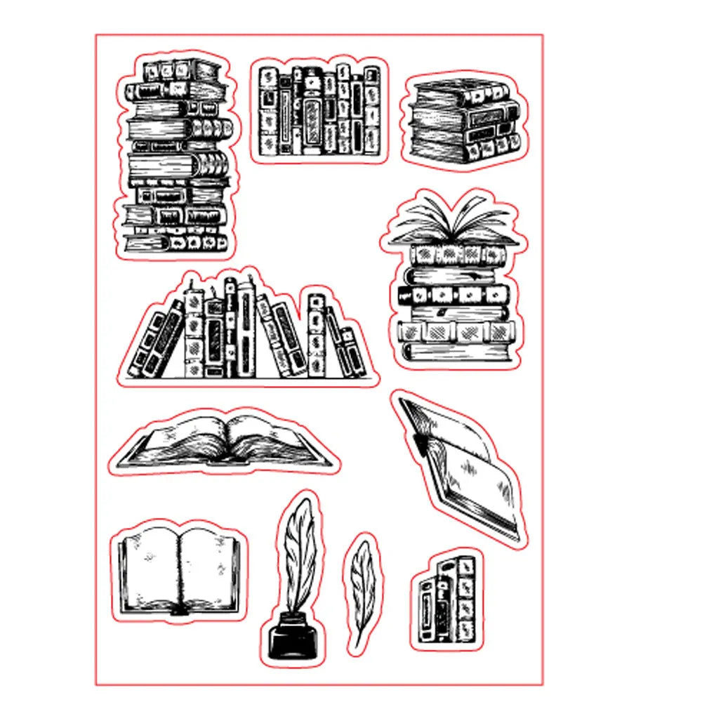 White seal pattern transparent silicone stamp with self-adhesive backing measuring 11 by 16 centimetres